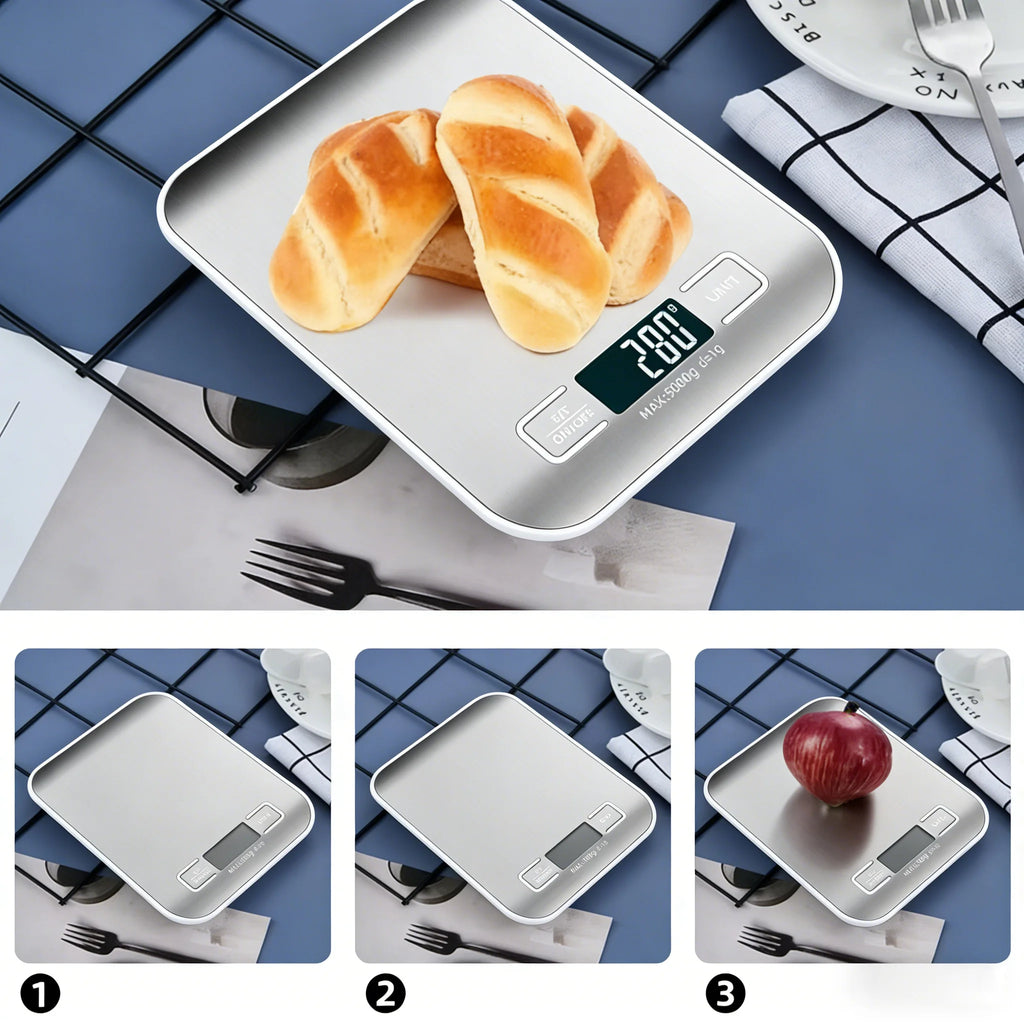 Digital Köksvåg i Rostfritt Stål – Precision för Matlagning & Bakning
