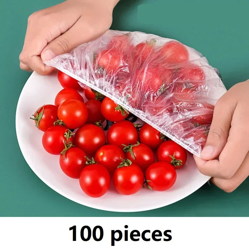 100-pack Engångs Matöverdrag – Elastiska skydd för skålar och mat