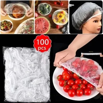 100-pack Engångs Matöverdrag – Elastiska skydd för skålar och mat